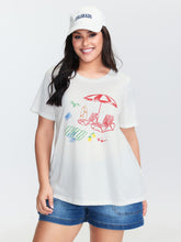 Colorful Beach Print Round Neck Top