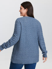 Textured Cut-Out Ribbed Hem Knit Cardigan