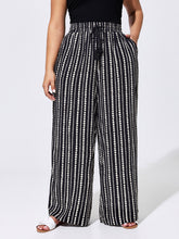 Striped Print Drawstring Waist Pants