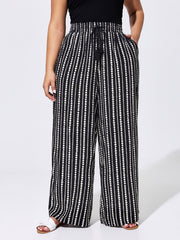 Striped Print Drawstring Waist Pants