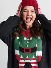Holiday Elf Pattern Color Contrast Pullover