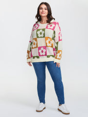 Supersoft Multicolor Floral Patchwork Jacquard Pullover