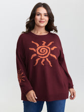 Sun Motif Round Neck Pullover