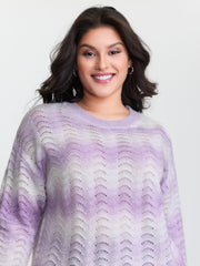 Textured Color Gradient Drop Shoulder Pullover