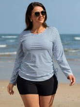 Striped Print UPF 50+ Protection Swim Top