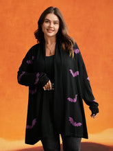 Supersoft Essentials Halloween Bat Pattern Lapel Collar Cardigan