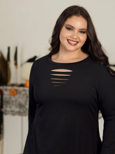 Stretchy Crew Neck Cut‑Out Detail Long Sleeve Top