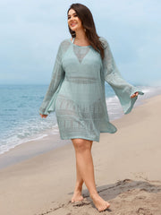 Hollowed-Out Open Back-Tie Swim Cover-Up