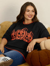 Crew Neck Jack‑O‑Lantern Jacquard Contrast Pullover