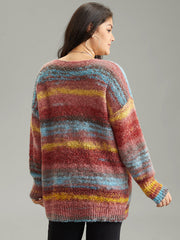 Heather Colorblock Contrast Drop Shoulder Pullover