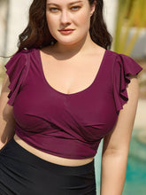 Twist-Front Flutter Sleeve Swim Top