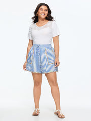 Asymmetrical Striped Print Shorts