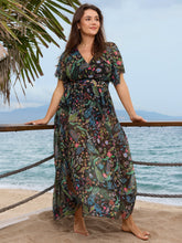 Sarong Slit Floral Print One-Piece Swim Set