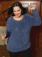 Fuzzy Sparkle Crew Neck Pullover