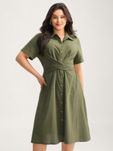 Cotton Back-Tie Overlap Shirt Dress