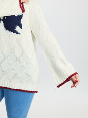 Romantic Fish Pattern Jacquard Textured Pullover