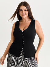 Stretchy Button-Front Tunic Style Top