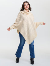 Turtleneck Cableknit Batwing Sleeve Pullover