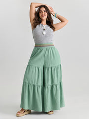 Tiered Shirred Waist Flare Pants