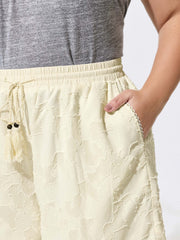 Hollowed-Out Textured Drawstring Shorts