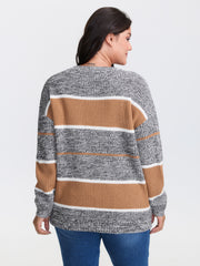 Heather Colorful Stripes Round Neck Pullover
