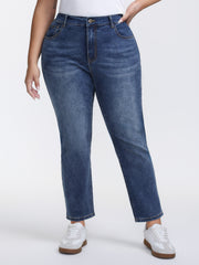 Vintage Wash High Rise Straight-Leg Jeans