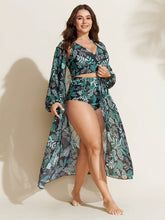 Tropical Breeze Stretchy Sleeve Swim Cover-Up