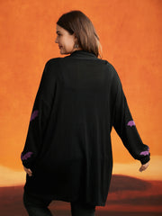 Supersoft Essentials Halloween Bat Pattern Lapel Collar Cardigan