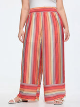 Shirred Waist Striped Print Pants