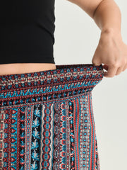 Shirred Colorful Asymmetric Hem Pants