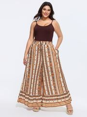 Striped Print Stretchy Waist Wide-Leg Pants