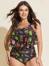 Tropical Print Flared Swim Top