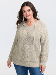 Heather Hooded Pocket Ribbed Hem Pullover
