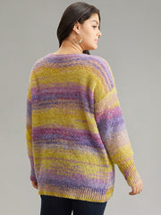 Heather Colorblock Contrast Drop Shoulder Pullover