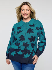Crisp Fall Leaf Polo Neck Pullover