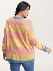Colorblock Textured Flowy Fit Pullover