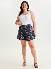Floral Print Wide Waistband Shorts