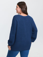 Textured Lace Cut-Out Shoulder Pullover