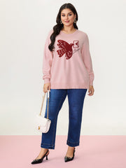 Romantic Pigeon Jacquard Pattern Pullover