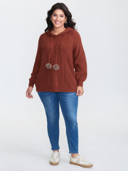 Cableknit Raglan Sleeve Hooded Pullover