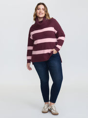 Turtleneck Colorblock Drop Shoulder Pullover