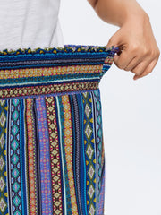 Geometric Striped Drawstring Waist Shorts