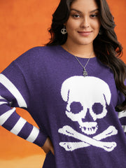Supersoft Essentials Gothic Skull Striped Sleeves Pullover