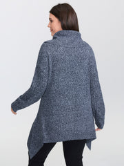 Stacked Turtleneck High-Low Hem Pullover