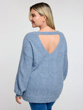 Supersoft Textured Backless Ribbed Hem Pullover
