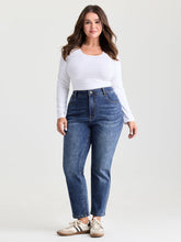 Vintage Wash High Rise Straight-Leg Jeans