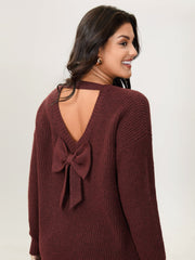 Bow Back Cut-Out Super Stretchy Pullover
