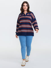 Supersoft Stripes Polo Collar Pullover