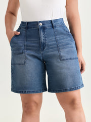 Stretchy Elastic Back Waistband Denim Shorts