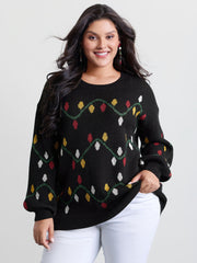 Holiday Lights Micro Lantern Sleeve Pullover